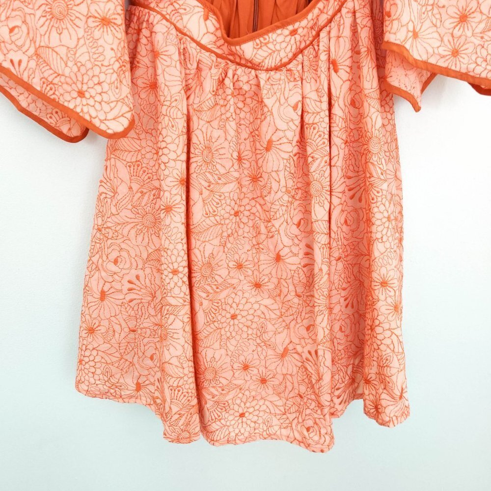 Azulu Maiori Cut-Out Embroidered Mini Dress in Orange XS - Picture 6 of 13
